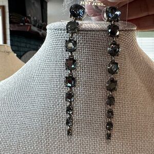 Glistening Smokey Gray Pierced Shoulder Duster Drop Earrings